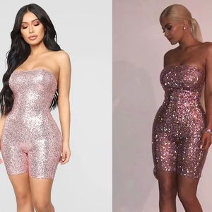 Fashion Nova Silver Sequin Romper